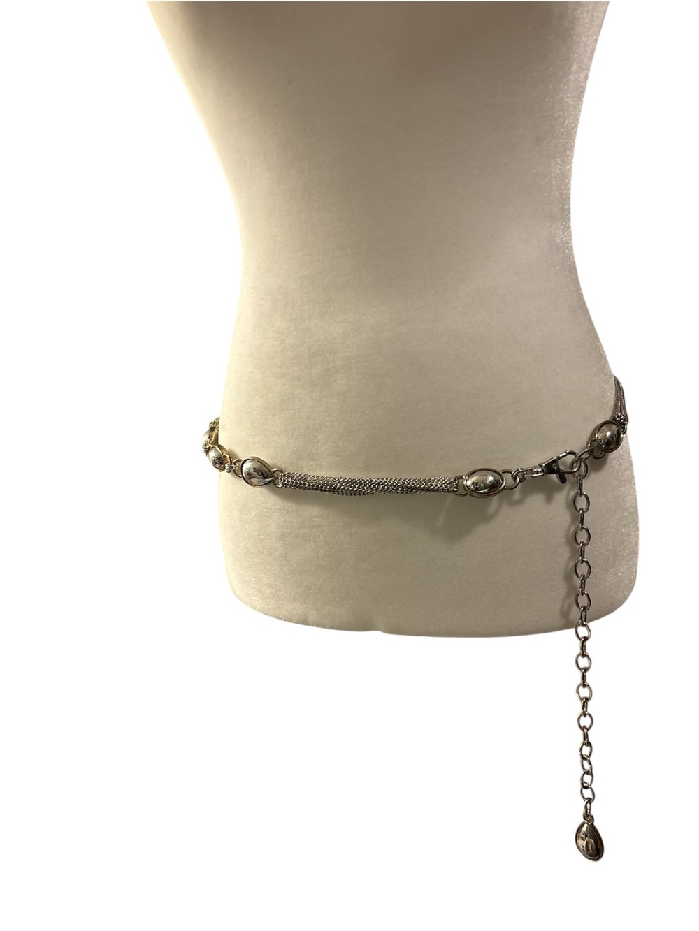 Anne Klein chain belt silver-toned oval links layered metal chain M-L